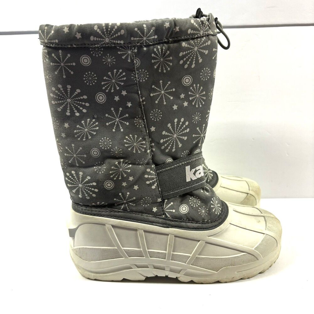 Kamik Winter Snow Boots Youth Girls Size 6 Snowridge White Gray Wool Insulated - Picture 3 of 6